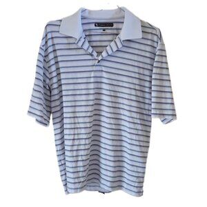 Pebble Beach Performance Blue & White Striped Polo